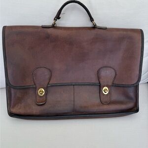 Coach 80’s Vintage Brown Leather Briefcase Portfolio Bag Messenger Turlock